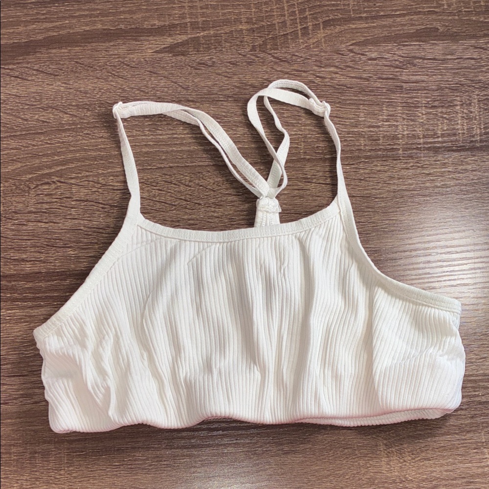 WSLY EUC Small Cream Ribbed Bralette